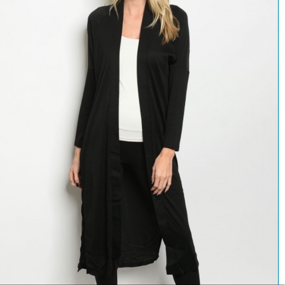 ROLY POLY black midi length cardigan with vents - Picture 2 of 4